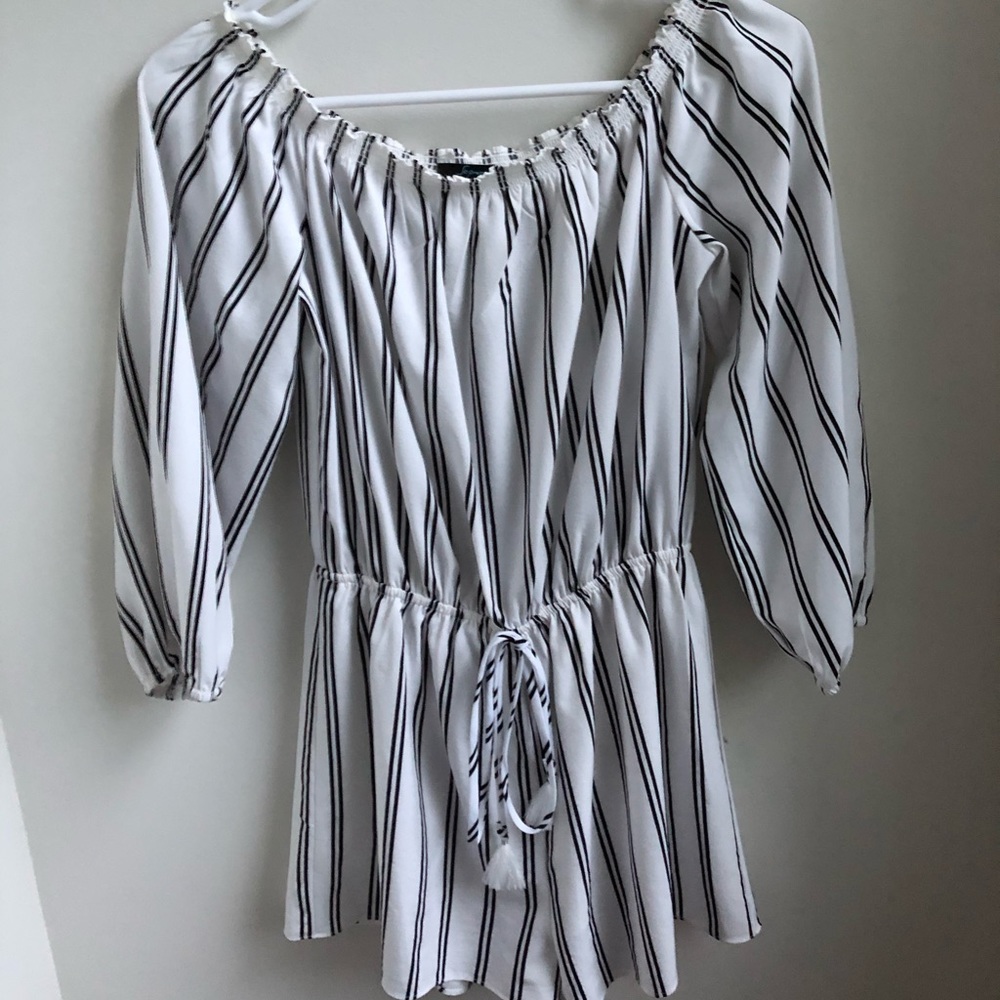 Soprano Striped off the shoulder romper - Picture 2 of 4